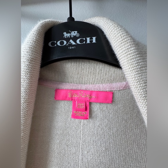 Lilly Pulitzer Heathered Beige Open Front Knit Cardigan Sweater Women's XXS - Picture 11 of 13